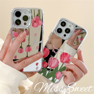 เคสโทรศัพท์มือถือ TPU นิ่ม แบบเต็มจอ ลายดอกทิวลิป สําหรับ iPhone 14 13 12 Pro Max 11