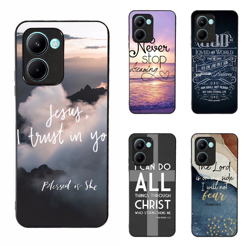 สําหรับRealme C33 Bible Verse 2 เคสโทรศัพท์ฝาครอบป้องกันสีดํา