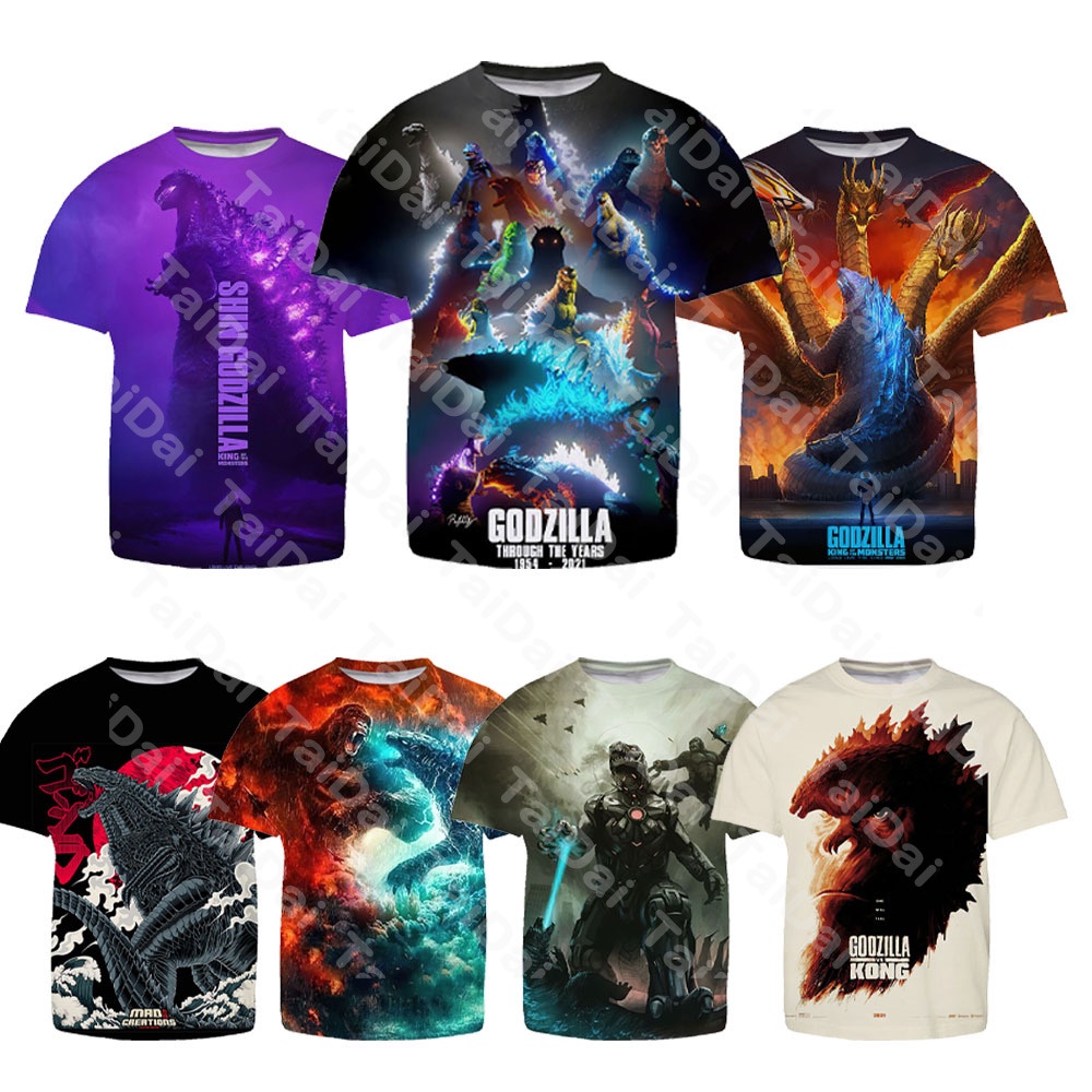 เสื้อยืดแขนสั้น คอกลม พิมพ์ลายการ์ตูน Godzilla King of Monsters สวมใส่สบาย แฟชั่นฤดูร้อน สําหรับผู้ชาย