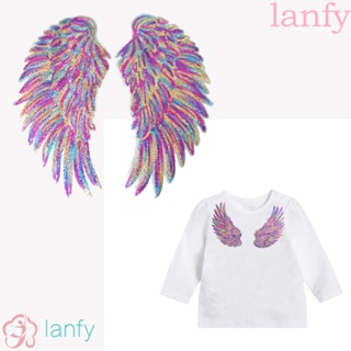 lanfy ปีกนางฟ้าสีรุ้งสําหรับเย็บปักตกแต่งเสื้อผ้า