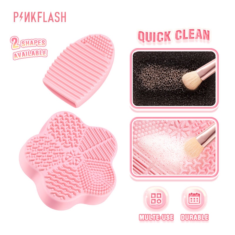 Pinkflash ที่ทําความสะอาดแปรงแต่งหน้า วัสดุซิลิโคน เครื่องมือล้างความงาม ทนทาน อเนกประสงค์ พร้อมฟองน้ํา แห้งและเปียก