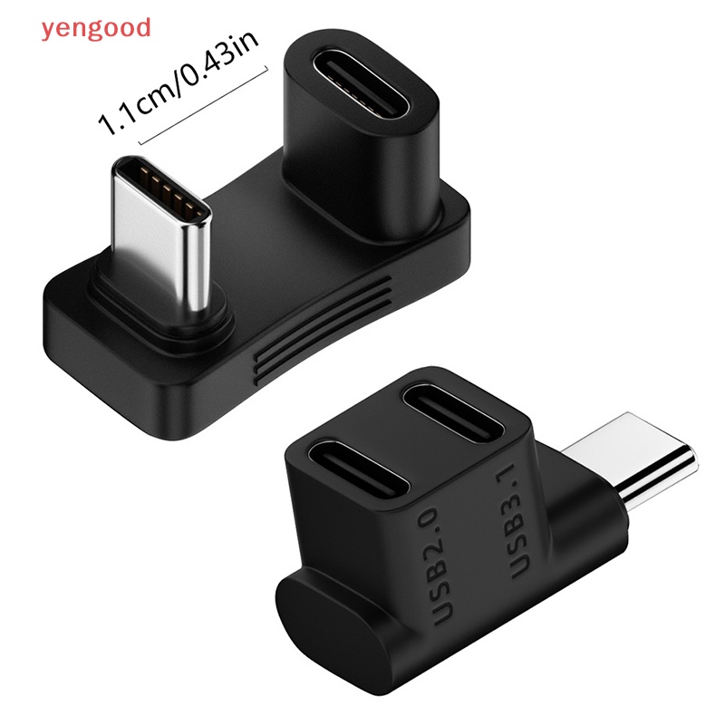 (YGD) 2 In 1 อะแดปเตอร์ขยาย USB C มุมขวา 90 องศา 10Gbps 100W เร็ว