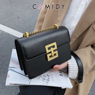 Camidy กระเป๋าสะพายอินเทรนด์ใหม่ยุโรปและอเมริกา Retro ผู้หญิงกระเป๋าแฟชั่นโซ่กระเป๋าสี่เหลี่ยมเล็ก Creative Lock กระเป๋า Messenger หญิง