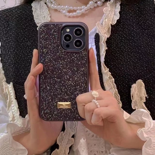 17promax Dazzle Glitter ยี่ห้อโลโก้โลหะสําหรับ iphone 17Air 16 15 14 13 12 11 Pro Max ครึ่งแพ็คซองหนัง 14pro 13pro 12pro Anti-fall กรณี 14 13 12 11 เคสโทรศัพท์