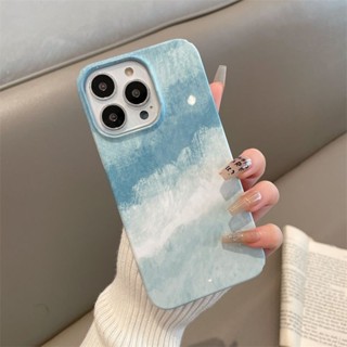 เคสโทรศัพท์มือถือแบบแข็ง ลาย Smudge Lake Blue QYJS 14 สําหรับ iPhone 13 12ProMax 11 XR XS 7 8plus XR xsmax 12Pro 11 14p