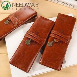 Needway กระเป๋าดินสอ กระเป๋าเครื่องสําอาง หนัง PU สไตล์เรโทร สําหรับนักเรียนหญิง