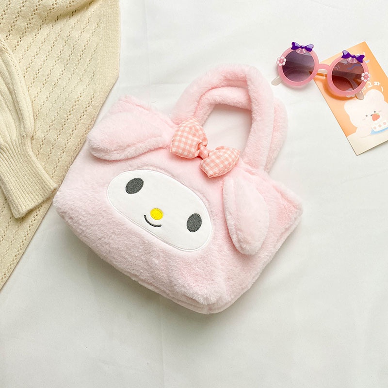 Kawaii Sanrio กระเป๋าเป้สะพายหลัง ผ้ากํามะหยี่ขนนิ่ม ลายการ์ตูนคิตตี้ Melody Cinnamoroll ของขวัญวันเกิด สําหรับเด็กผู้หญิง