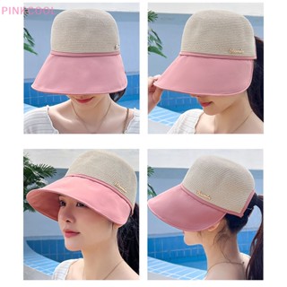 Pinkcool หมวกฟางปีกกว้าง กันแดด ระบายอากาศ ป้องกันรังสียูวี แบบพกพา ชายหาด แฟชั่นฤดูร้อน สําหรับผู้หญิง ขายดี