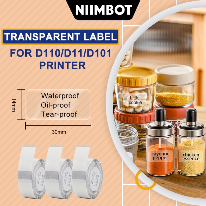 สติ๊กเกอร์ฉลาก Niimbot D11 D110 D101 H1S Refill Label Clear Transparent