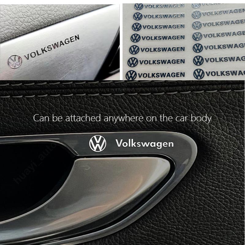 สติกเกอร์โลหะ ลายโลโก้ Volkswagen 3D สําหรับติดตกแต่งภายในรถยนต์ VW Polo Fox Gol Up Golf Beetle Santana Tiguan Passat Touran Jetta Sagitar