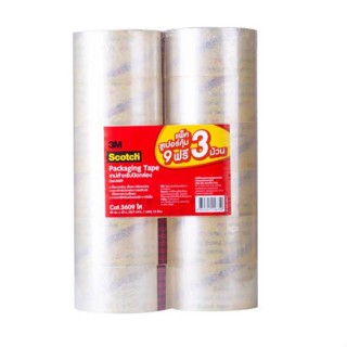 เทปและกาว เทป OPP  3M  2"×40ม. เบอร์ 3609  (9 ม้วน แถม 3 ม้วน)