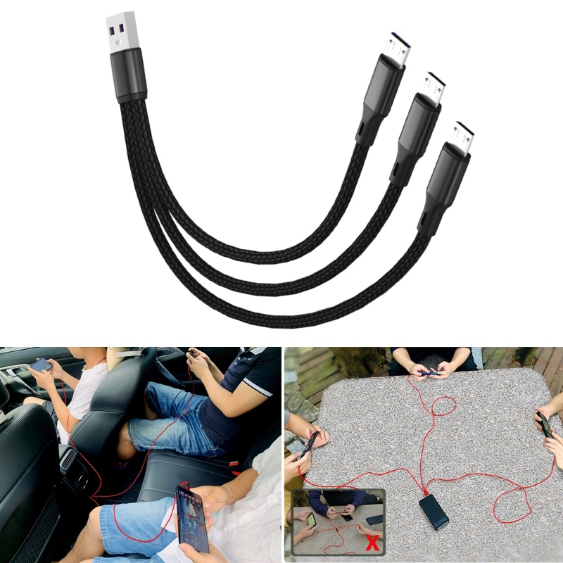 SPT* 3 in 1 USB 2 0 USB-A Male to 3 Micro USB Charger Cable 20cm 120cm สําหรับสามอุปกรณ์ชาร์จพร้อมกั