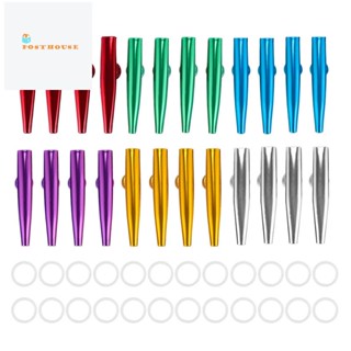 Kazoos โลหะ 24 แพ็คพร้อมไดอะแฟรม Kazoo Flute 24 ชิ้น 6 สีเพื่อนที่ดีสำหรับอูคูเลเล่ไวโอลินกีตาร์เปียโน