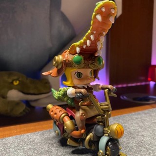 【ของแท้】POPMART Molly Steam Punk Animal Bike Series ชุดกล่องสุ่ม 12 แบบ ตุ๊กตาฟิกเกอร์ซ่อน เครื่องประดับ ของขวัญ