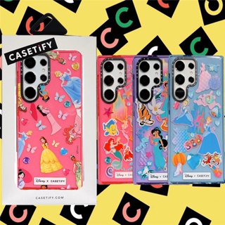 CASETIFY เคสโทรศัพท์มือถือแบบนิ่ม TPU กันกระแทก ลายเจ้าหญิงดิสนีย์ แต่งกลิตเตอร์ นางเงือก พร้อมกล่องบรรจุ สําหรับ Samsung Galaxy S23 Ultra Plus S22 Ultra