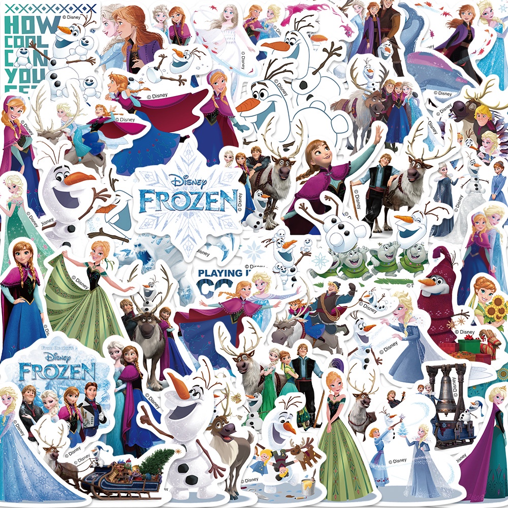 (Authorized) สติกเกอร์ PVC ลายการ์ตูนดิสนีย์ Frozen กันน้ํา 50 ชิ้น