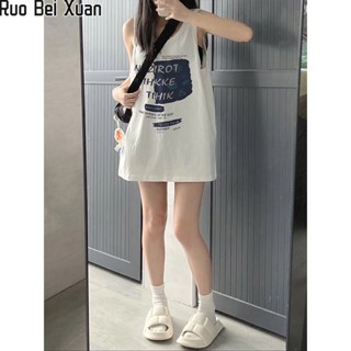 Ruo Bei Xuan  เสื้อยืดคอกลมพิมพ์ลายลำลองสำหรับผู้หญิง