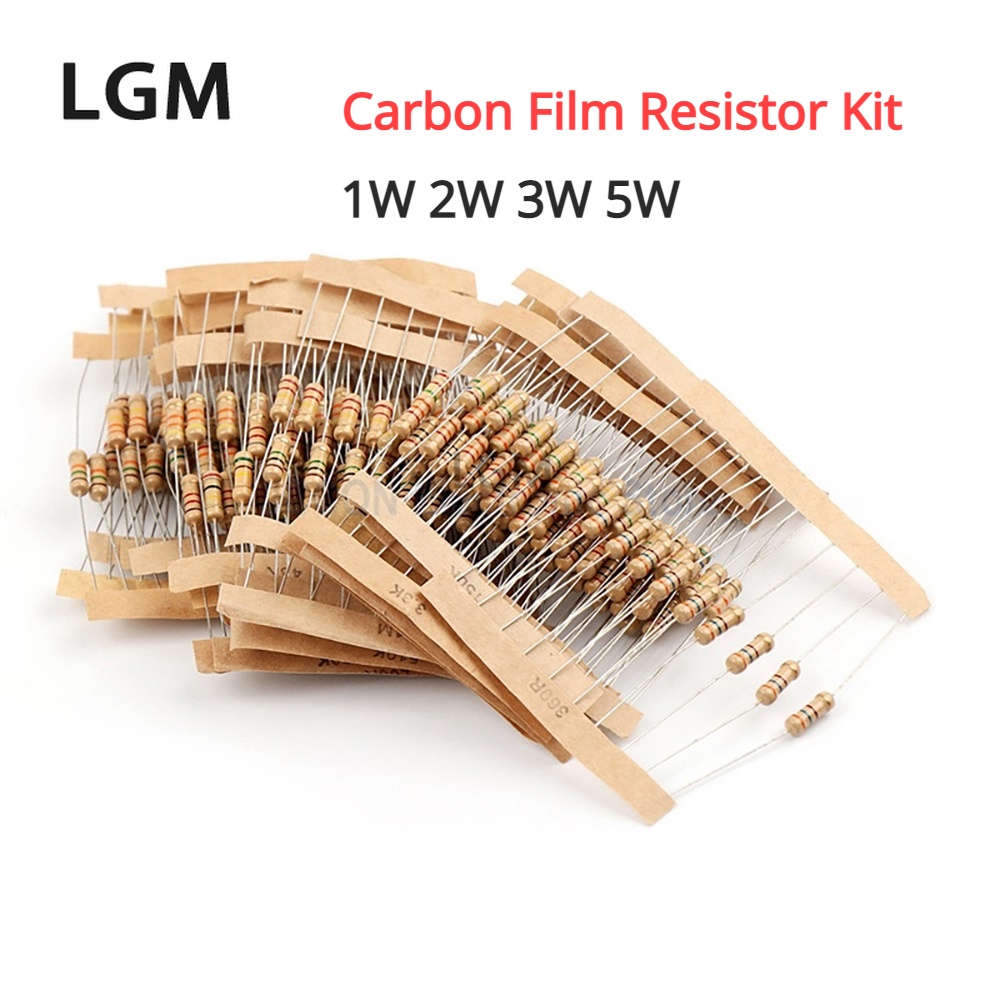 1W 2W 3W 5W Carbon Film Resistor Assortment Kit Set Ohm Color Ring Resistance 0.1~750R 1K ~ 820K