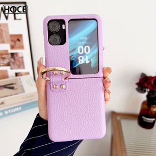 Hoce เคสโทรศัพท์มือถือหนัง แบบหนา กันกระแทก พร้อมแหวนขาตั้ง สําหรับ OPPO Find N2 Flip FindN2Flip 5G