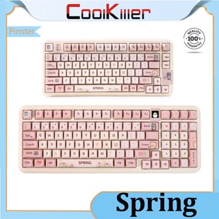 【Available in stock】Coolkiller spring Mechanical Keyboard Wireless Bluetooth three mode Girl cute CK68/CK75/Ck98