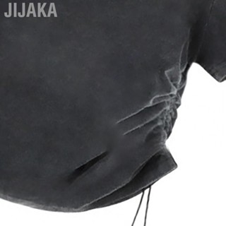 Jijaka Women Short Sleeve Letter Printed Blouse  Casual Women Short Sleeve Drawstring T Shirts Summer Vintage Fashion  for Shopping for Daily for Travel