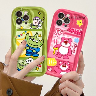 เคสโทรศัพท์มือถือ แบบนิ่ม ลายการ์ตูนเอเลี่ยน สตรอเบอร์รี่ หมี 3D ขอบโค้ง สําหรับ IPhone 11 14 12 13 Pro Max 7 8 Plus XR 6s 6 X XS Max SE 2020