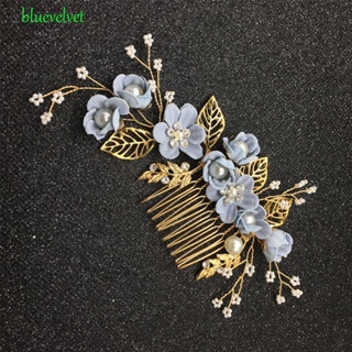 Bluevelvet หวีผมแฟชั่น หรูหรา ดอกไม้ ดิสก์ผม หวีหูฟัง แฮนด์เมด งานแต่งงาน ที่คาดผม