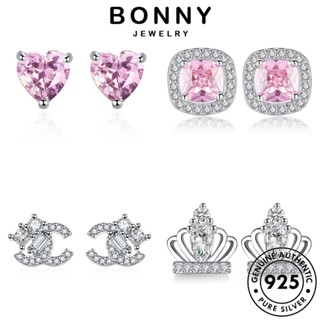 BONNY JEWELRY ต่างหู 925 ห่วง เพชร เครื่องประดับ ผู้หญิง หนีบ ไข่มุก แท้ ต้นฉบับ Silver มอยส์ซาไนท์ แฟชั่น ตุ้มหู เครื่องประดับ เงิน เกาหลี M019