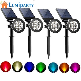 Lumiparty โคมไฟสปอตไลท์ Led พลังงานแสงอาทิตย์ เปลี่ยนสีได้ 7 สี ปรับได้ 180 องศา สําหรับตกแต่งสวน กลางแจ้ง