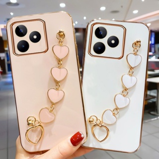 ใหม่ เคสโทรศัพท์มือถือ TPU แบบนิ่ม ลายหัวใจ มีสายคล้อง สําหรับ Realme C53 C55 NFC 4G C53 2023