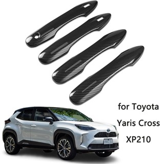 สติกเกอร์คาร์บอนไฟเบอร์ สําหรับติดมือจับประตูรถยนต์ Toyota Yaris Cross Hybrid 2022 2023 XP210 2021 2020 4 ชิ้น