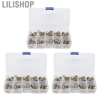 Lilishop Concealed Snap Button  Plastic Iron Brooch Button Pins DIY Handcraft 150pcs Pentagram Pattern  for 3 Storage Box for DIY Crafts for Pants