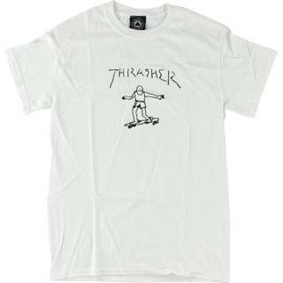 แผ่นดิน  เสื้อยืด【Hot Sale】100% Cotton Roundneck  Men Short Shirt Thrasher Gonz Logo Brand New Short Sleeve T-Shirt - Wh