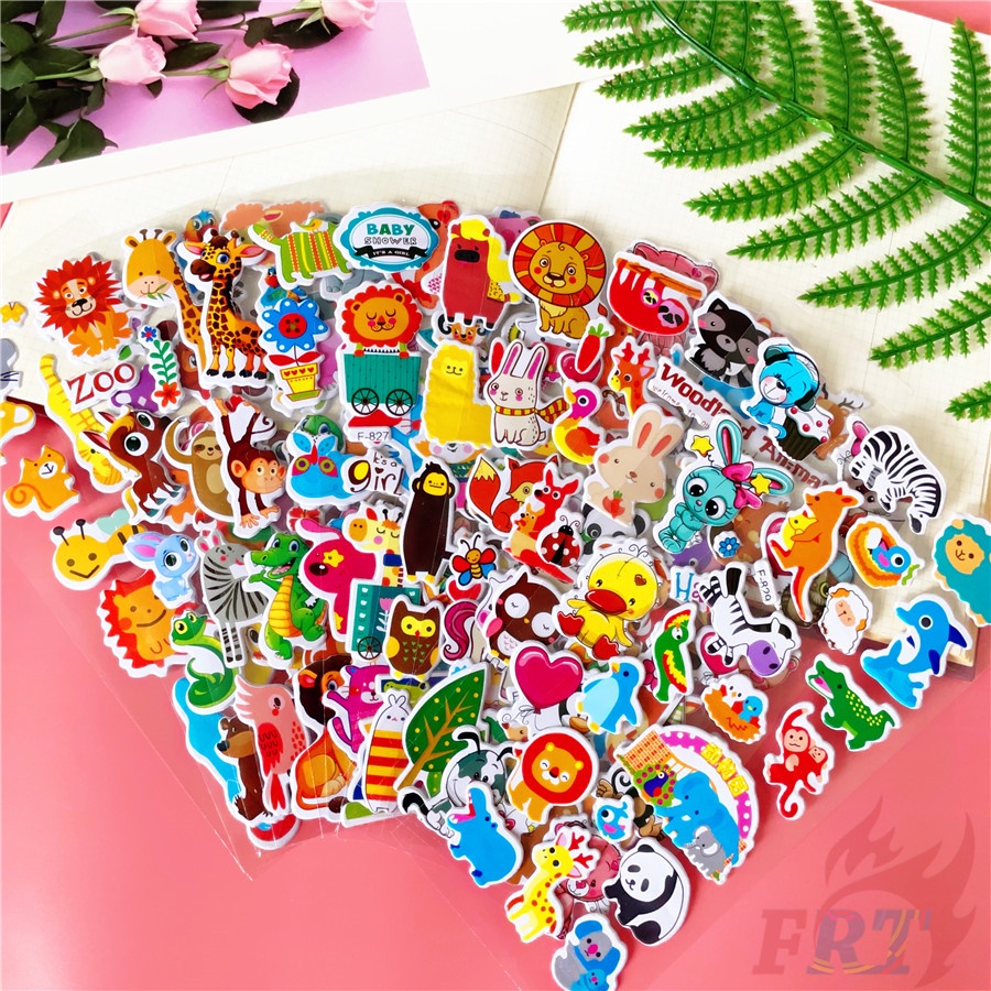 ❀ Zoo Animals Series 01 DIY Rewards Sticker ❀ 12Sheets/set Cartoon 3D Puffy Bubble Stickers Waterpoof Toys PVC Stickers