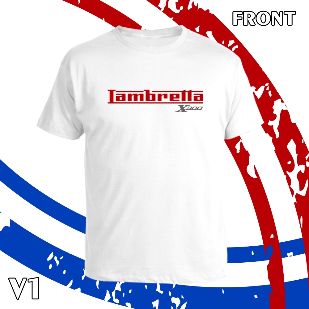 เสื้อยืด คอกลม แขนสั้น LAMBRETTA X300 สกรีน Flex pu ขอบสวย คมชัด ผ้า cotton 100%