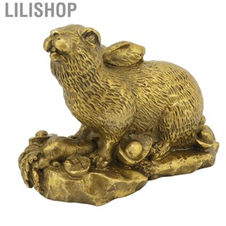 Lilishop Rabbit Sculpture  Brass Bunny Statue Retro Look  for Office