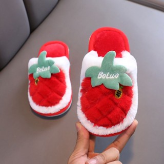 Childrens cotton slippers autumn and winter new velvet warm indoor soft soles for boys and girls lovely cartoon baby cotton shoes