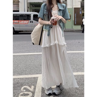Dayday Girl เสื้อผ้าเด็กผู้หญิง | เสื้อแจ็กเก็ตยีนลําลอง ทรงหลวม เข้ากับทุกการแต่งกาย สไตล์เกาหลี และชุดเดรสสายเดี่ยว ความยาวปานกลาง