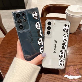 เคสโทรศัพท์ซิลิโคน แบบนิ่ม ลายแพนด้า กันกระแทก ป้องกันเลนส์กล้อง สําหรับ Samsung S23 Ultra S22 S21 FE S20 Plus A30 A32 A03 Core