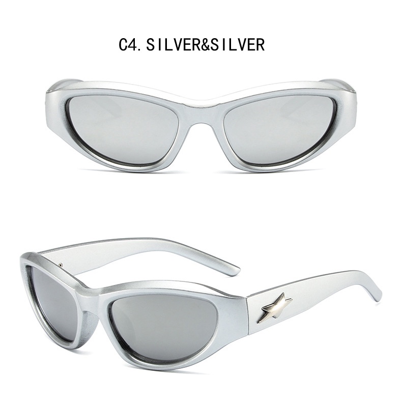 【จัดส่งฟรี】 Y2k แว่นตากันแดด ป้องกันรังสียูวี สไตล์ฮิปฮอป เหมาะกับการเล่นกีฬา ขี่จักรยาน สําหรับผู้หญิง และผู้ชาย - รูปที่ 5