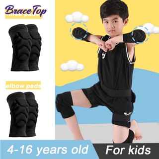 Bracetop สนับเข่าเด็ก สนับศอก สนับเข่า และสนับศอก สําหรับเด็ก สนับเข่า สําหรับบาสเก็ตบอล วอลเลย์บอล ฟุตบอล บาสเก็ตบอล สําหรับเด็ก 1 คู่