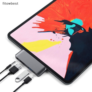 Fbth อะแดปเตอร์ฮับ USB C Type C เป็นหูฟัง 3.5 มม. 4K HDMI PD สําหรับ iPad Pro QDD