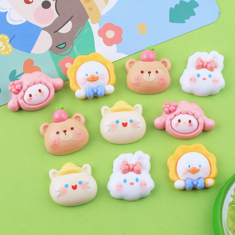 แผ่นกาวเรซิ่น รูปหัวสัตว์น่ารัก แวววาว แฮนด์เมด diy