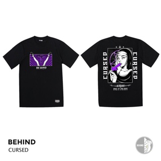 📦พร้อมส่ง BEHIND เสื้อยืด “ CURSED “  แขนสั้น แนวสตรีท  เสื้อยืดชาย หญิง ผ้าฝ้ายบริสุทธิ์ T-shirt