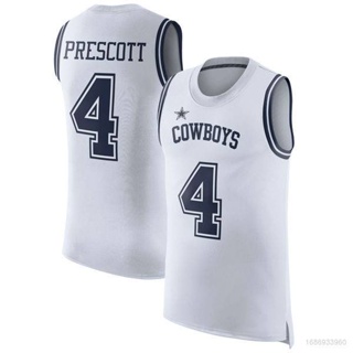 เสื้อกีฬาแขนกุด ลาย HQ1 NFL Dallas Cowboys Prescott Jersey พลัสไซซ์ สําหรับผู้ชาย และผู้หญิง QH1