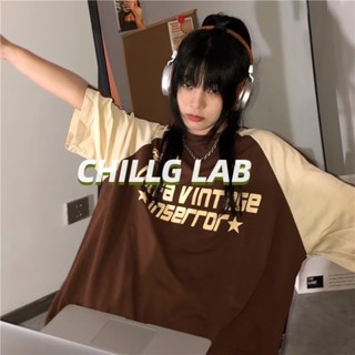 CHILLG LAB เสื้อยืดอารมณ์วรรณกรรมฮาราจูกุฤดูใบไม้ผลิและฤดูใบไม้ร่วงของผู้ชายญี่ปุ่นคอกลมทุกคู่ใหม่ขี้เกียจแฟชั่นเรียบง่ายเทรนด์อิน