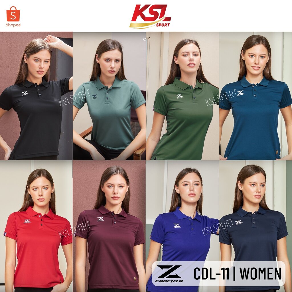 CADENZA เสื้อโปโลผู้หญิงสีล้วน (คาเดนซ่า) รุ่น CDL-11 WOMEN สีกรมท่า/ดำ/เทา/เขียว/ฟ้า/แดง/น้ำเงิน