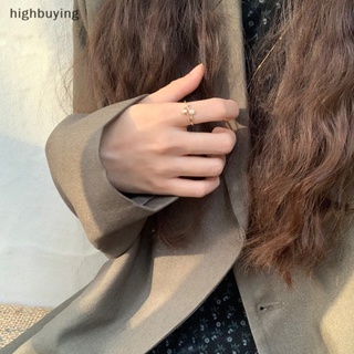 [highbuying] แหวนนิ้วมือ รูปดอกทิวลิปน่ารัก ประดับเพทาย สีทอง ปรับได้ เครื่องประดับแฟชั่น สําหรับผู้หญิง