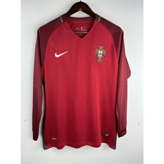 เสื้อกีฬาแขนยาว ลายทีมชาติฟุตบอลโปรตุเกส 16 Portugal Home แนวเรโทร แห้งเร็ว สําหรับผู้ชาย ไซซ์ S - XXL AAA