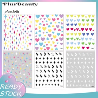 &lt;Pluscloth&gt; สติกเกอร์กระดาษ ลายดอกไม้ สวยงาม สําหรับผู้เริ่มต้นทําเล็บ 6 ชิ้น